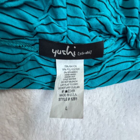 Yushi Womens Cowl Neck Textured Knit Tunic Top Large Blue Pullover 3/4 Sleeve - Picture 3 of 6